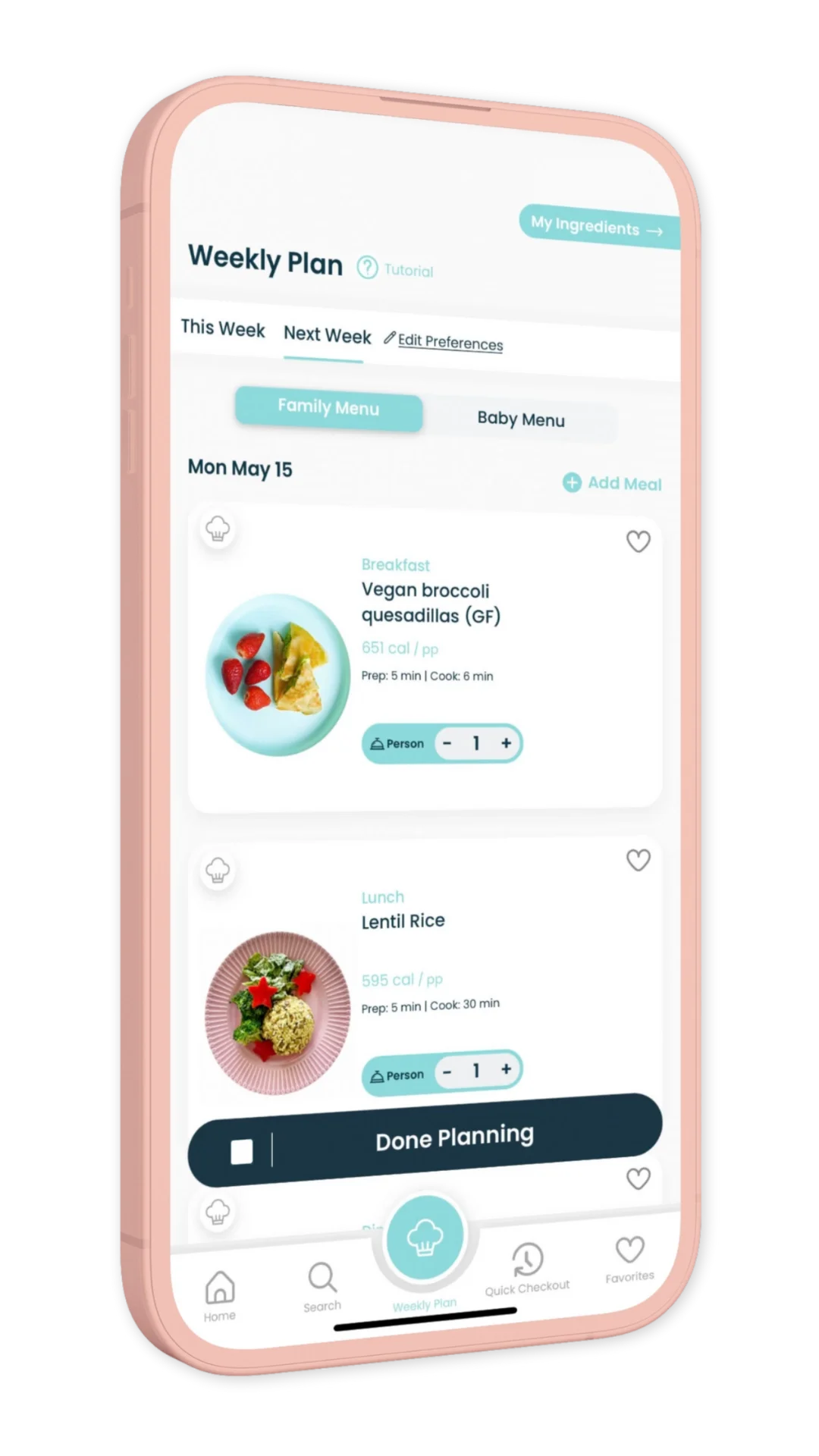 Weekly meal plans tailored to dietary needs and preferences